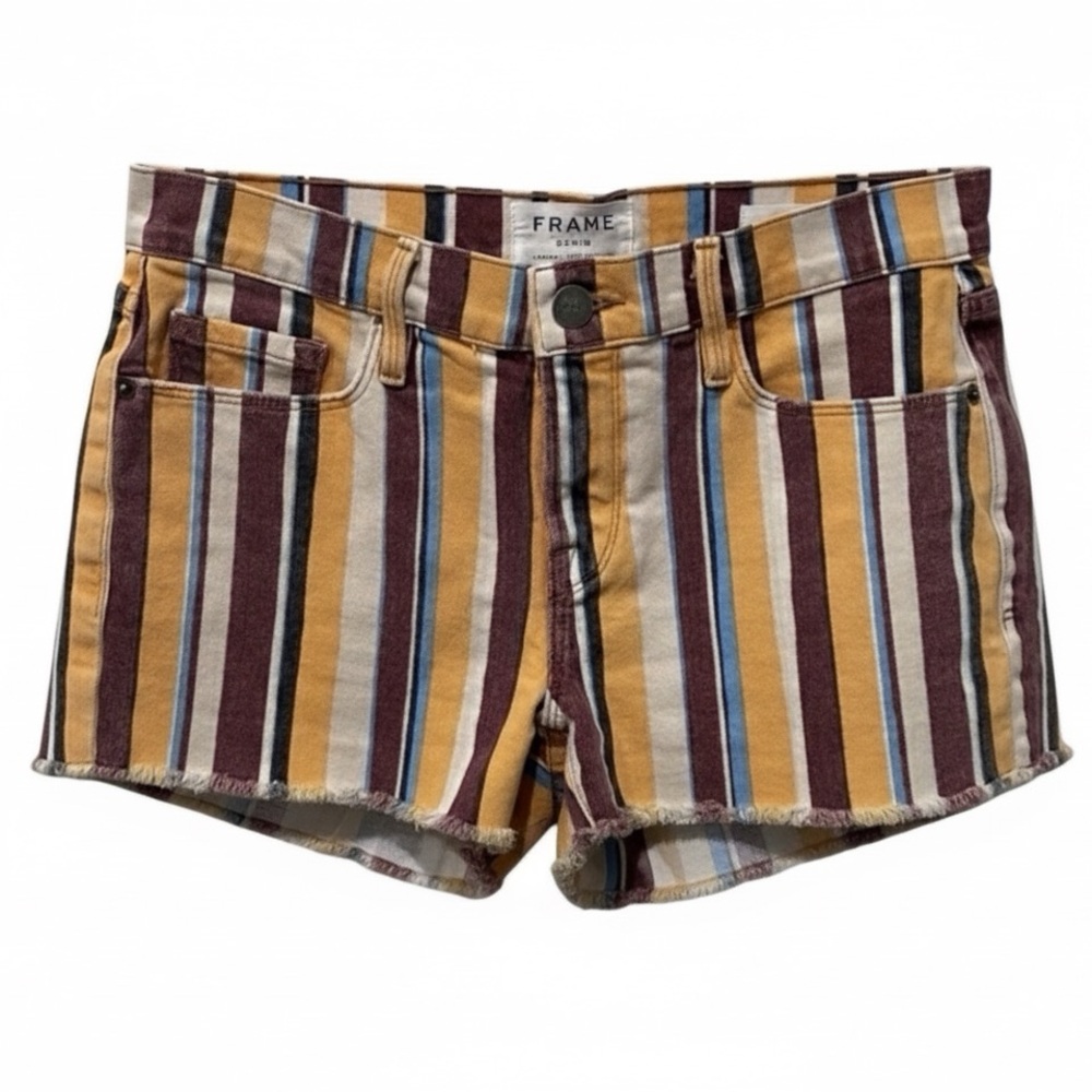Donated - not for sale. 
Frame Denim Le Cutoff Shorts multicolor stripes